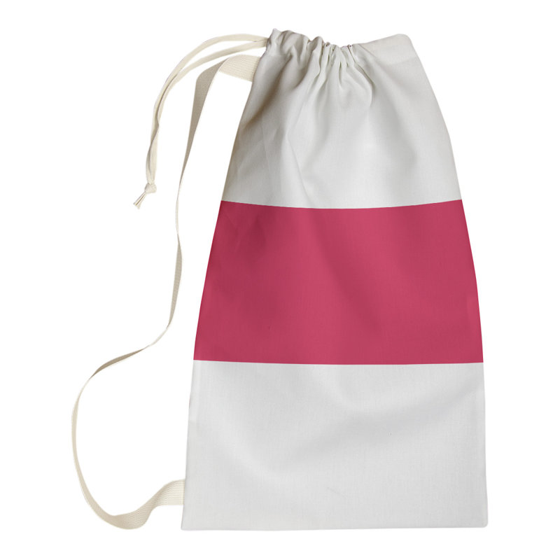Toronto Fabric Laundry Bag with Handles, Small ( 29" x 18" x 1.5"), White/Red/White