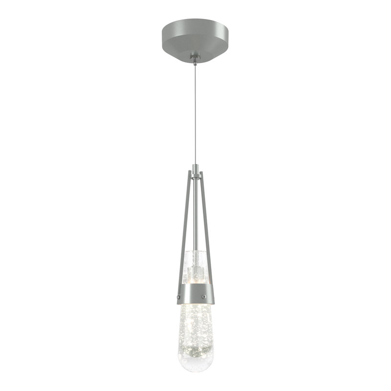 Link 1 - Light Single Teardrop Pendant, Vintage Platinum, Clear Bubble
