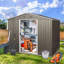 Remise de rangement extérieure en métal 8 pi x 6 pi avec base en métal, gris-119307144-119307146