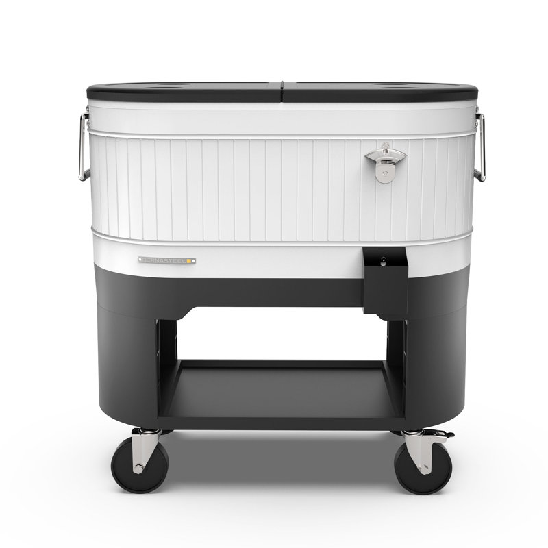 Permasteel 120-Qt White Metal Rolling Patio Cooler with Wheels