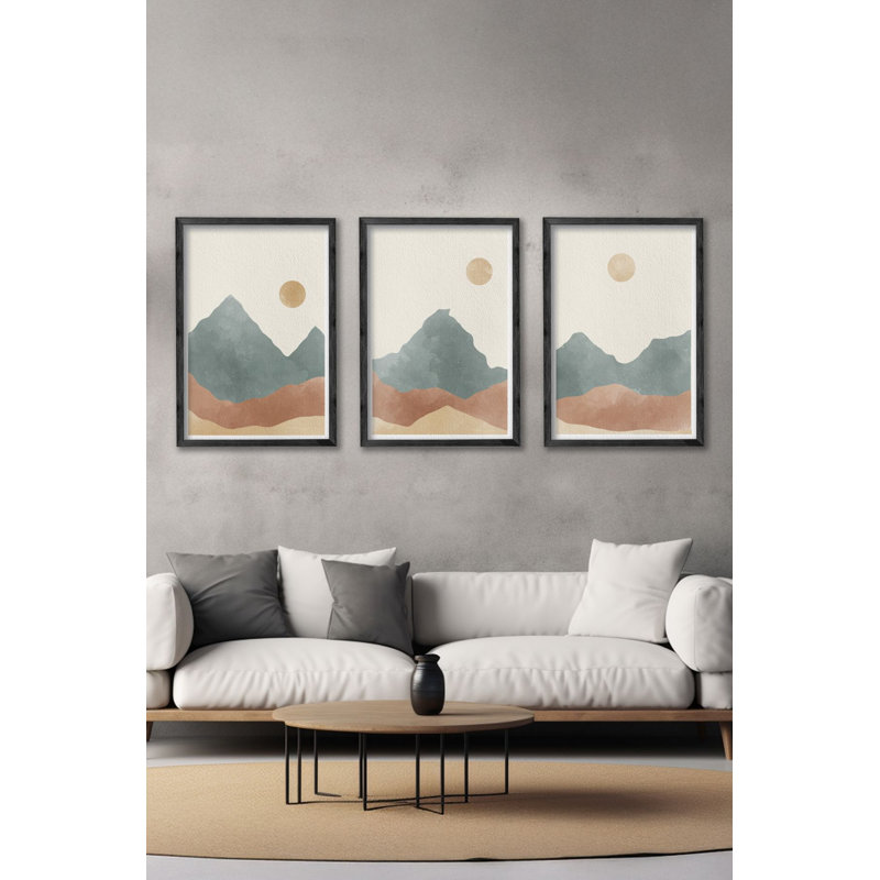 Ensemble de 3 panneaux décoratifs élégants en bois aggloméré, cadre en bois massif, 13,4 x 19,3 x 0,6 pouces | Œuvre d'art 100% MDF avec impression numérique | Parfait pour le salon, la chambre à coucher et le bureau, design élégant et moderne