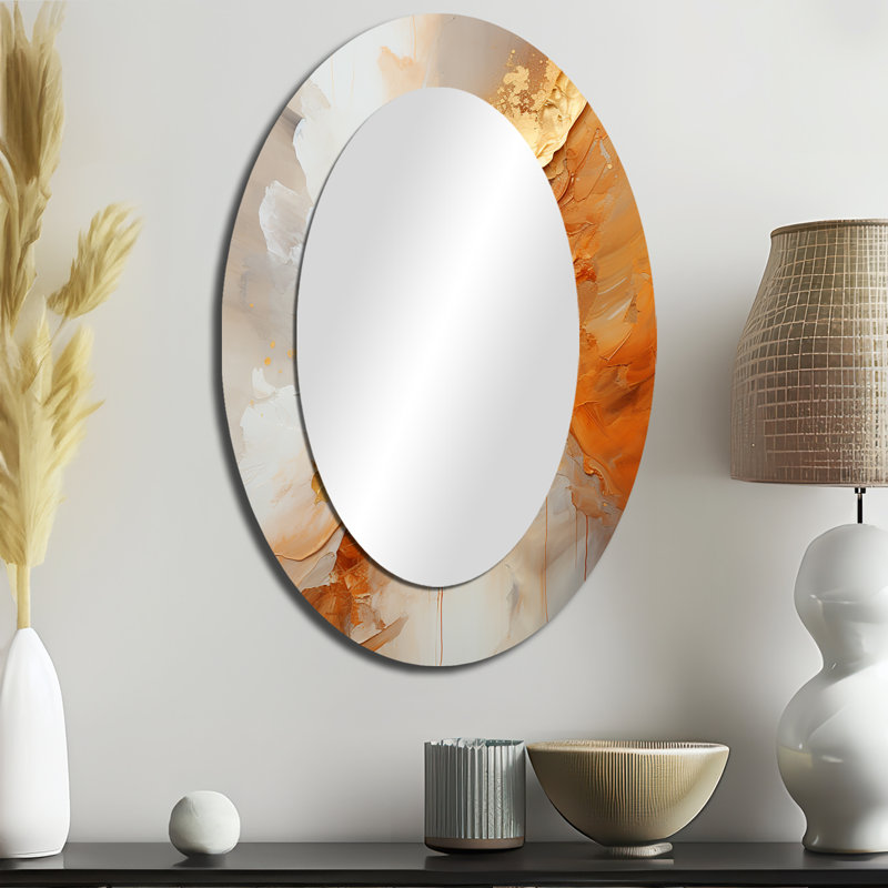Or blanc champagne lever de soleil spirales I - miroir mural ovale doré, 36 po x 24 po