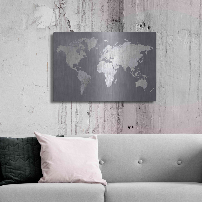 «Silver World», impression sans cadre sur métal, H 24 po x l 36 po x P 0,13 po