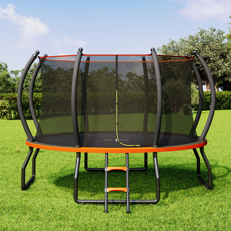 Le trampoline d'extérieur de 14 pi avec filet d'enclos et échelle Albott met en valeur les trampolines récréatives pour enfants et adultes, cadre à connexion rapide, homologation ASTM