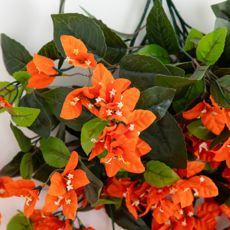 28 po Bougainvillée artificielle résistante aux rayons UV (intérieur / extérieur) - ensemble de 2, Orange