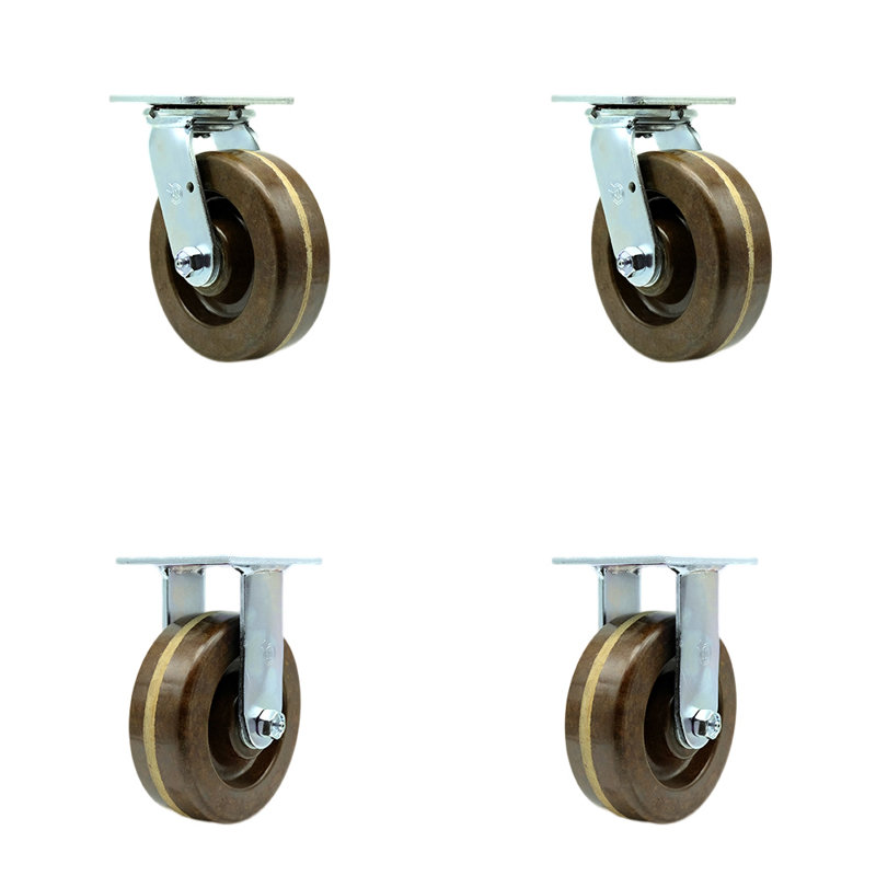 6 Inch High Temp Phenolic Caster Set with Roller Bearings 2 Swivel 2 Rigid SCC/SCC-30CS620-PHRHT-2-R620-2