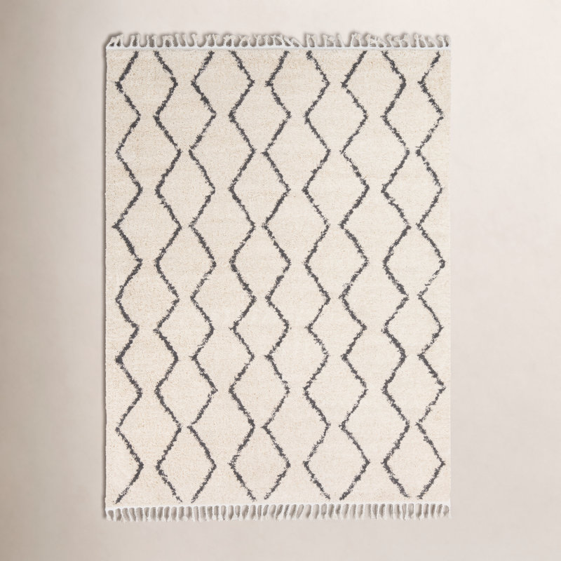 Tapis marocain gris anthracite et beige clair Mossy, Rectangle 7 pi 10 po x 10 pi 3 po