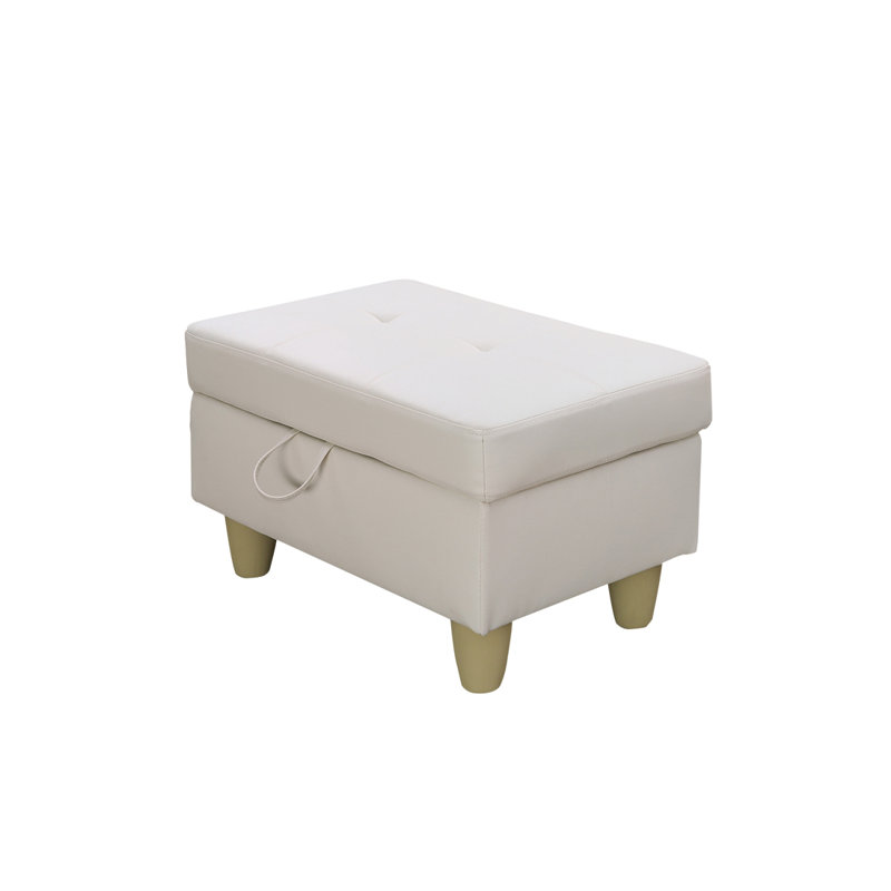 Faux Leather Upholstered Storage Bench, White