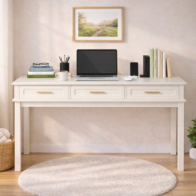 Vanity Desk with 3 Drawers, Modern Makeup Table or Writing Desk, Multipurpose Dressing Table for Bedroom, No Mirror Included