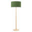 Lampadaire moderne de 155 cm en bois massif naturel avec abat-jour cylindrique en lin vert, certifié cULus, idéal pour le salon, la chambre, le bureau ou la salle d'étude.-133585401-135377062
