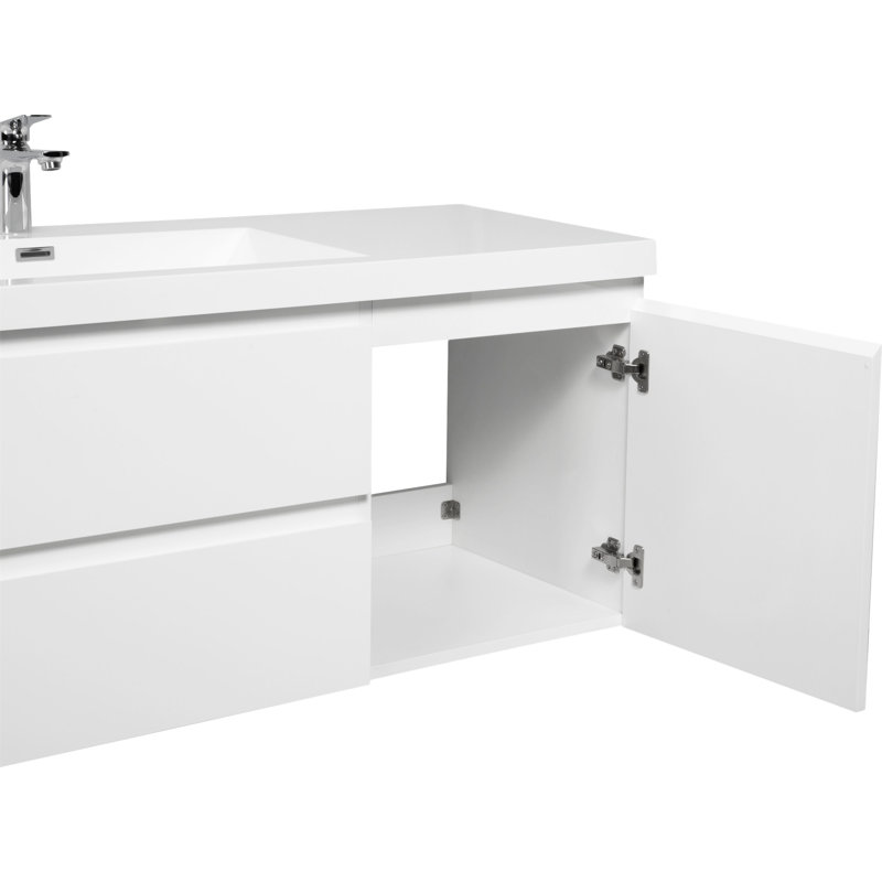 Meuble-lavabo flottant 60 po avec résine d'évier et tiroir