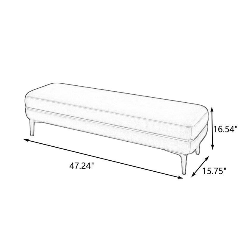 Banc rembourré orange, Beige, Beige
