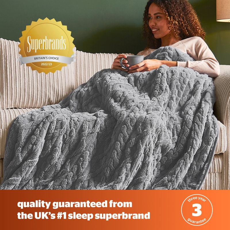 Silentnight Luxury Super Cosy Heated Throw 9 Heat Settings, Charcoal
