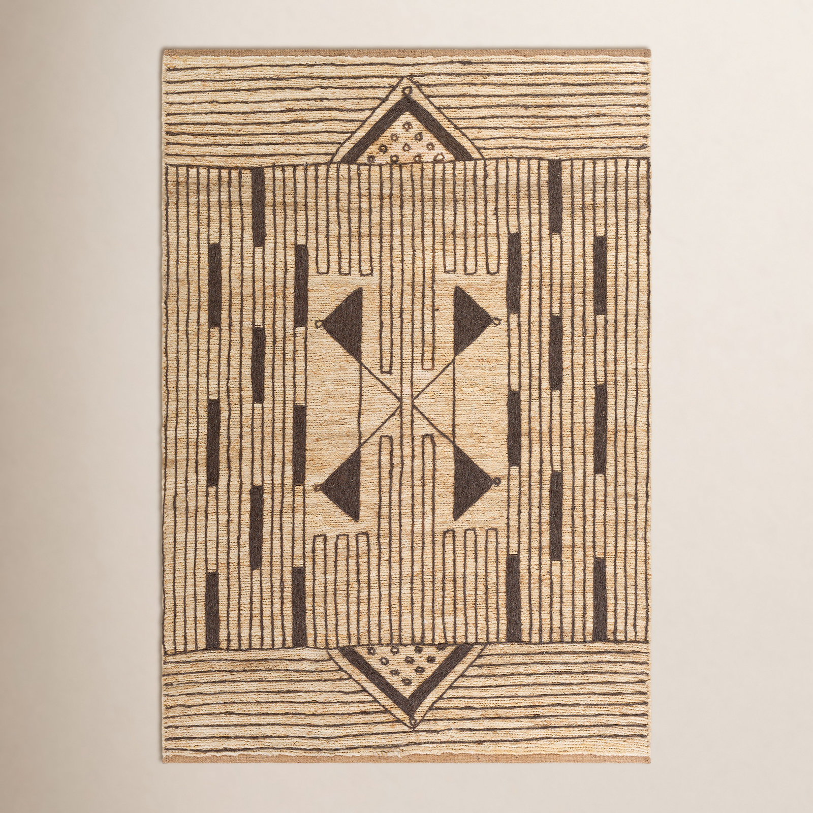 Boman Wheat Charcoal Hand-Knotted Jute Rug, Rectangle 8'10" x 12'
