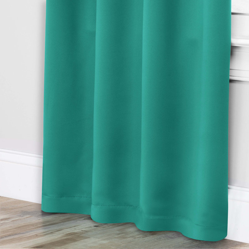 Moriah Millendon Solid Modern Polyester Room Darkening Curtain Pair, 36" W x 72" L, Green