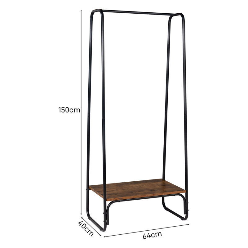 Marcianne 25.1969'' Oak Clothing Rack, Black