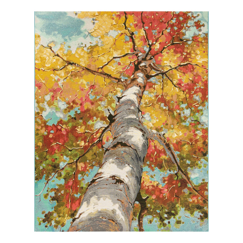 Indoor/Outdoor Botanical Area Rug, Rectangle 7'10" x 10'