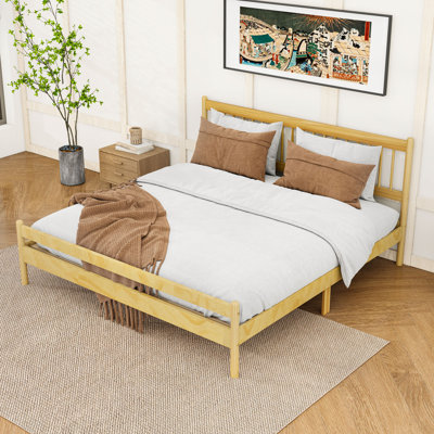 Platform Bed with Slatted Headboard