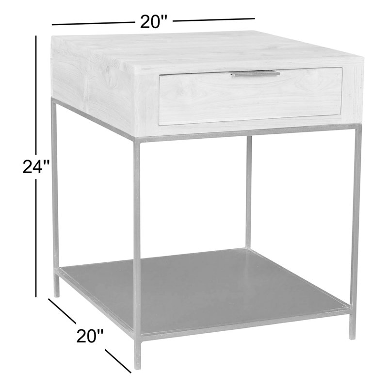 Theo Solid Wood End Table with Storage