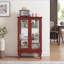 Armoire vitrée 2 portes avec portes en verre trempé, armoires vitrées avec panneau arrière en miroir et tablettes réglables, vitrine lumineuse pour la maison, ampoule de bureau incluse-131283817
