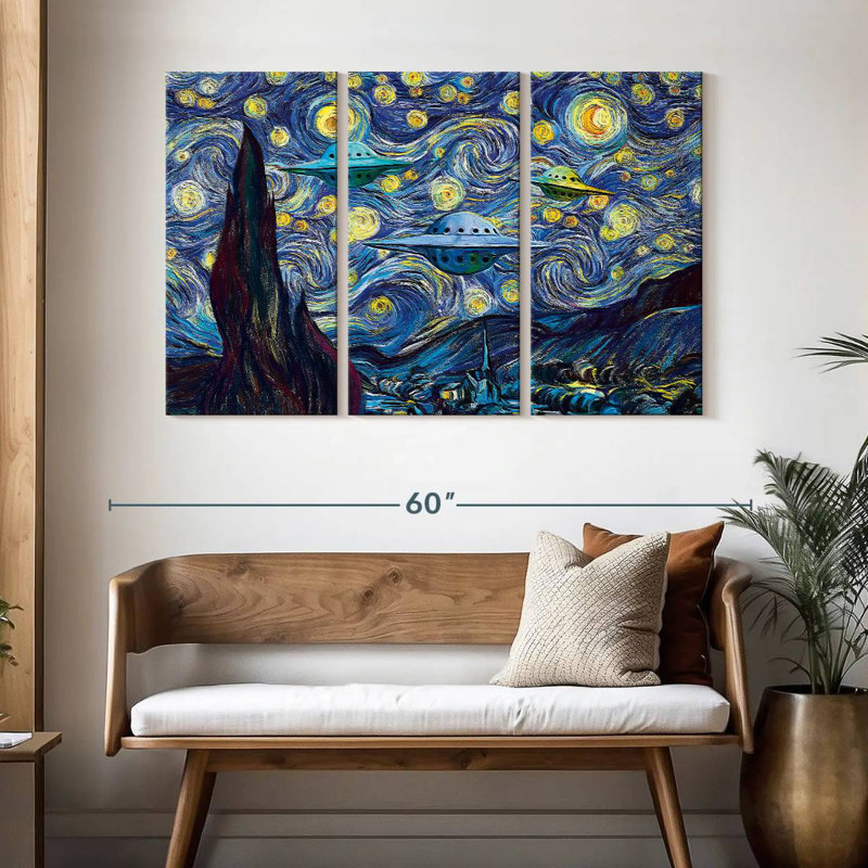 Kelan Alien Invasion Starry Night, 32" H x 50" W