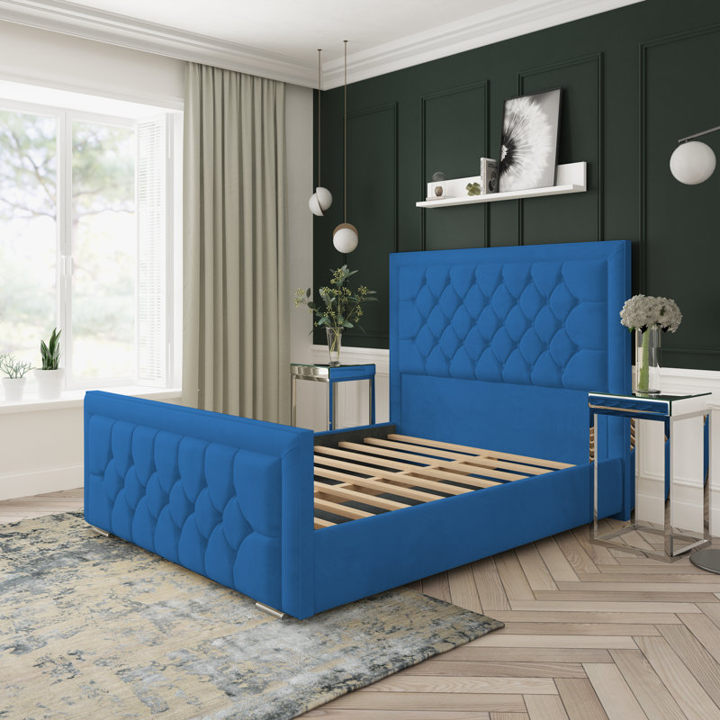Upholstered Bed, Blue, Small Single (2'6)