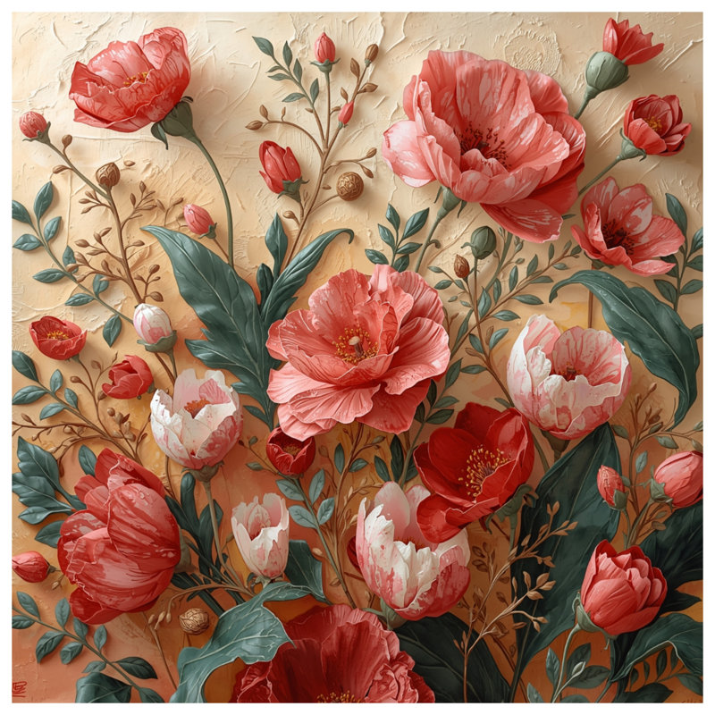 Housses de couette rouges, roses et pivoines, Lit simple