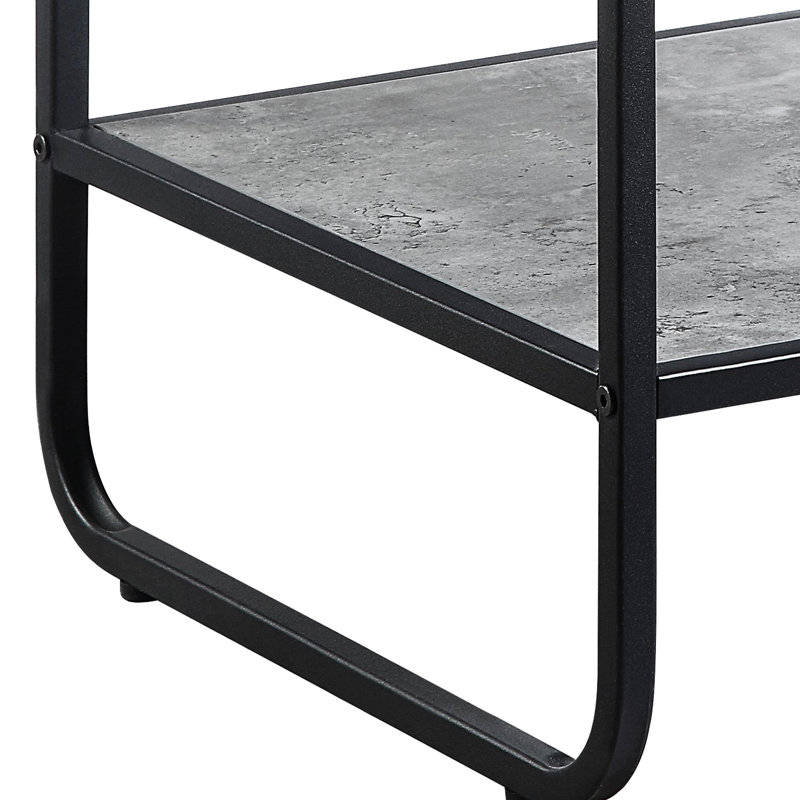 Table de bout moderne noire et grise avec placage décoratif gris béton élégant et pour l'intérieur