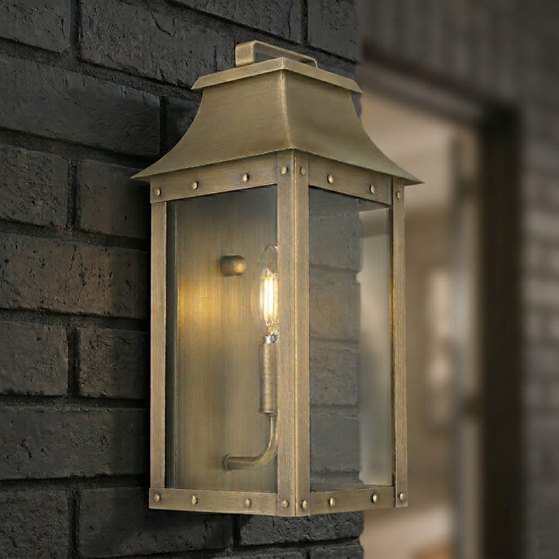 Hayes 13.25" H Outdoor Wall Lantern, Aged Brass