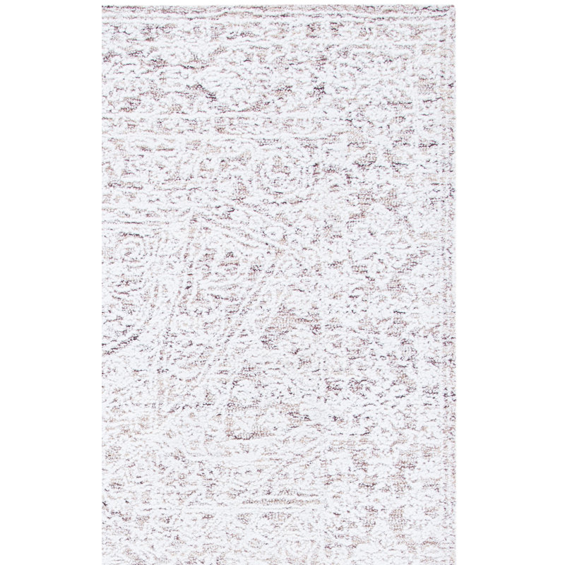 Tapis oriental en laine touffeté à la main de style oriental ivoire / beige, Rectangle 3 pi x 5 pi