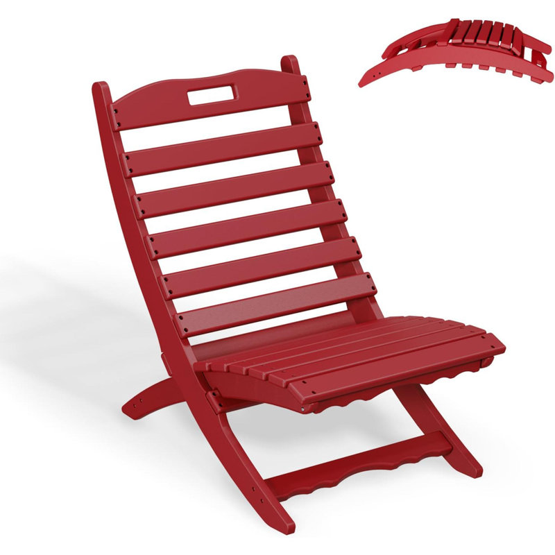 Smilja Foldable Outdoor Adirondack Chair, Red