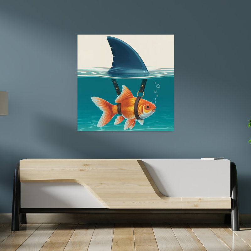 Contemporary Art Contemporary Goldfish Fish Shark Art, 36" H x 36" W