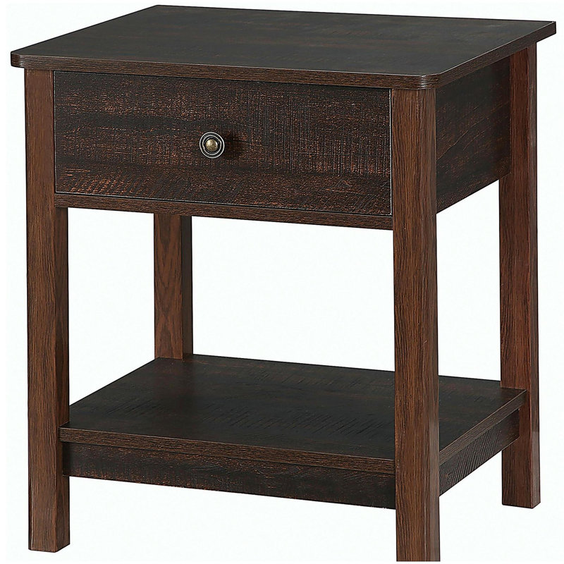 Table d'appoint avec tiroir, table d'appoint avec tablettes supérieure et inférieure, convient aux petits espaces