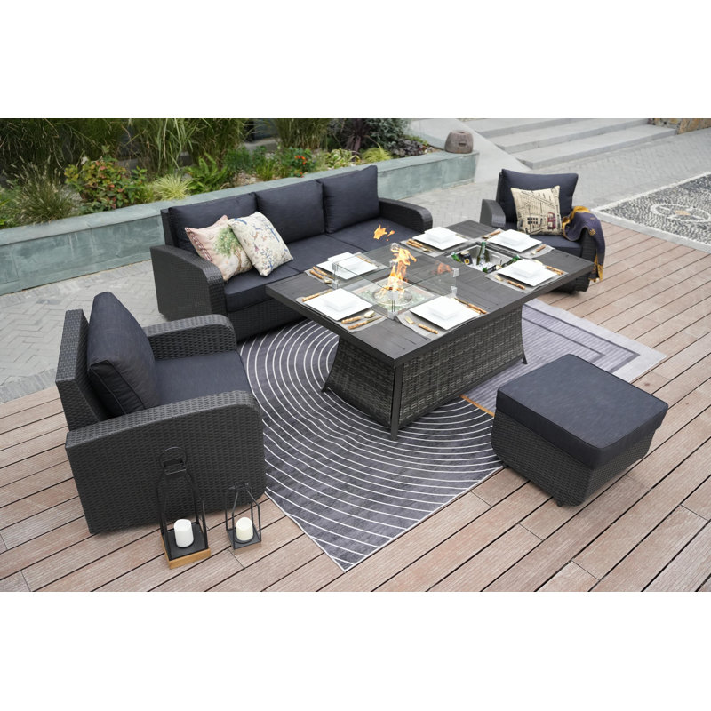 Hanım 6 - Person Patio Conversation Set with Cushions