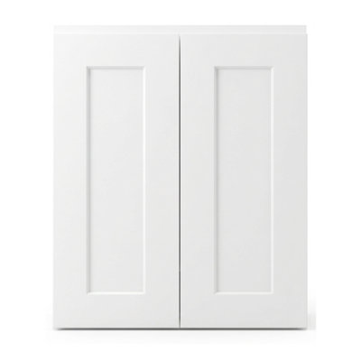 Meuble de cuisine mural moderne de style Shaker en bois massif et contreplaqué blanc, à 2 portes - 91,4 cm (36 po) de hauteur