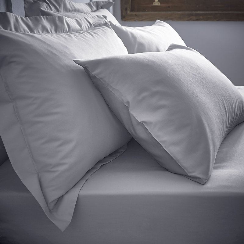 200 Thread Count 100% Cotton Oxford Pillowcase Pair, Grey, 48 x 76 cm