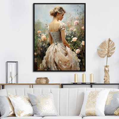 Impressionist Fashion Woman In Flower Field III - Dior Wall Art