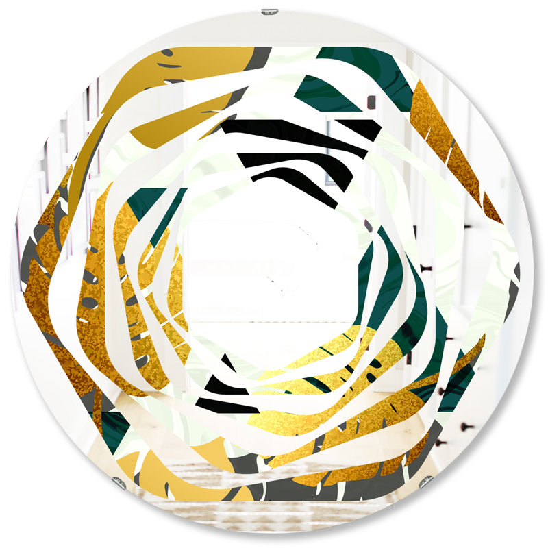 Miroir mural moderne et sans cadre à feuillage v whirl modern &, H 31,5 po x l po