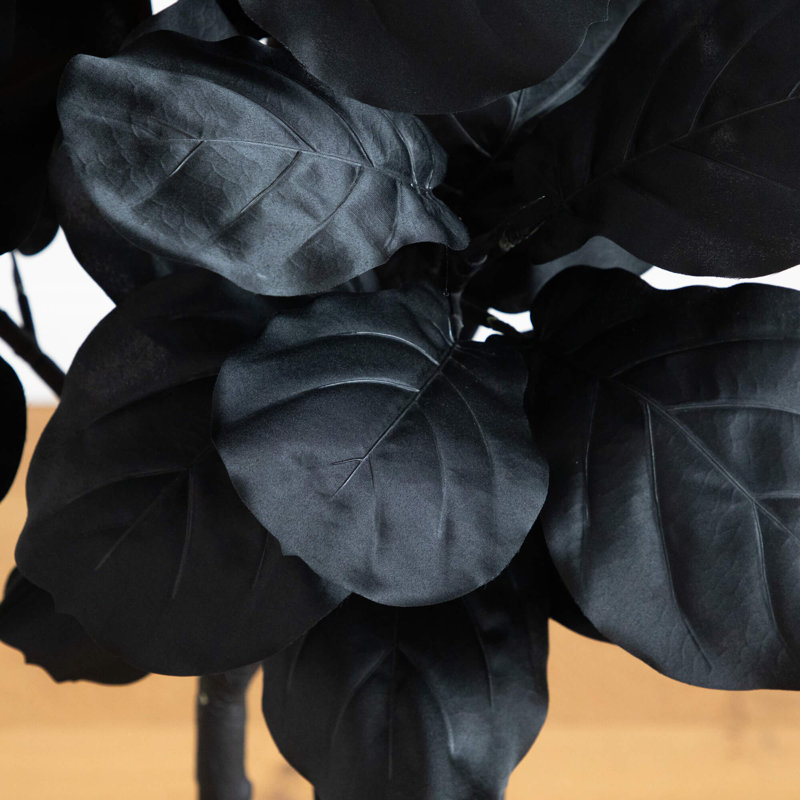 Arbre artificiel à feuilles de violon noir d'Halloween, H 72 po x l 30 po x P 30 po