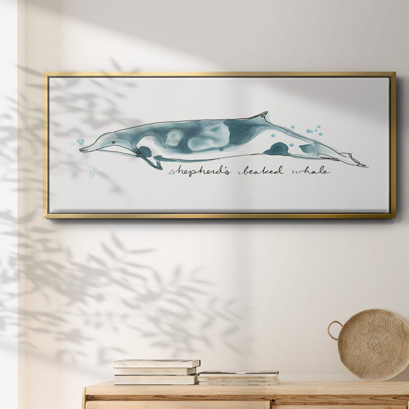 Whale III- Framed Canvas, 12" H x 30" W
