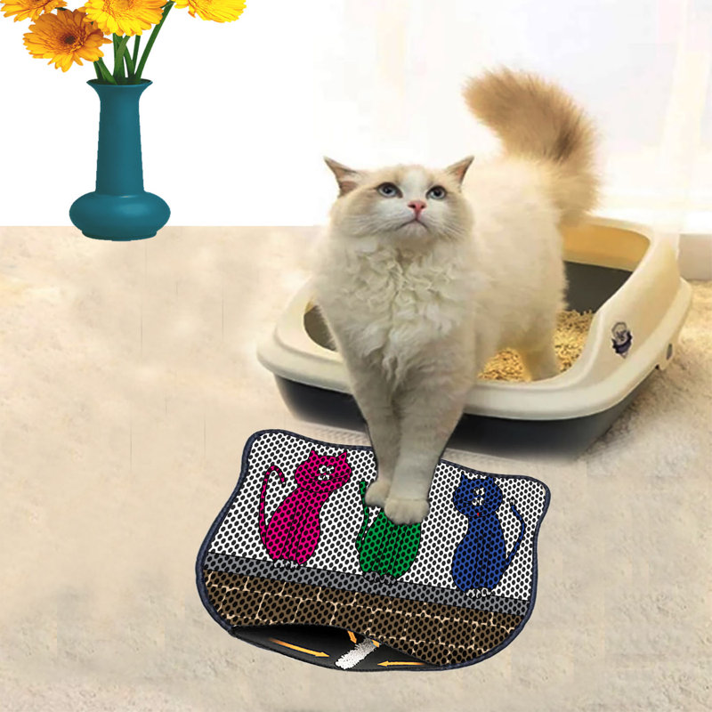 Durable Cat Litter Mat, 15.7 x 19.7 inches | 50% PVC / 50% Polyester, Machine Washable & Vacuum Friendly | Perfect for Easy Cleanup, Non-Slip Design to Keep Your Home Clean & Fresh, Ideal for Pet Owners
