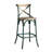 Antique Turquoise And Antique Oak Bar Stool With Cross Back-412778141