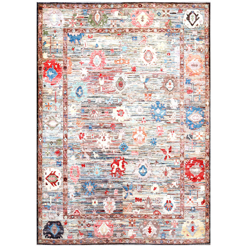 Tapis argent noué à la main de haute qualité