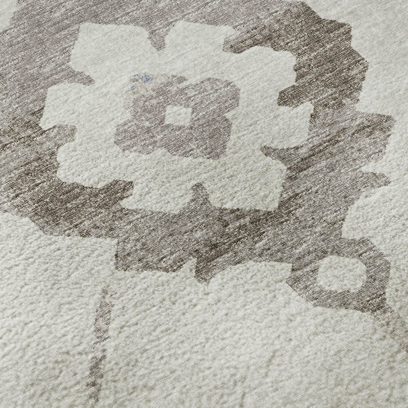 Tapis taupe AMF122 Taquoia lavable à la machine de qualité supérieure, Rectangle de 10 pi x 14 pi