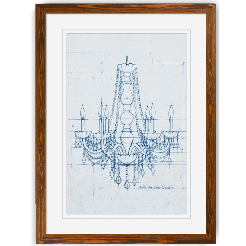 «Chandelier brouillon IV» par Paul Cezanne - reproduction d'art encadrée, H 32 po x l 44 po x P 1,25 po, Blanc