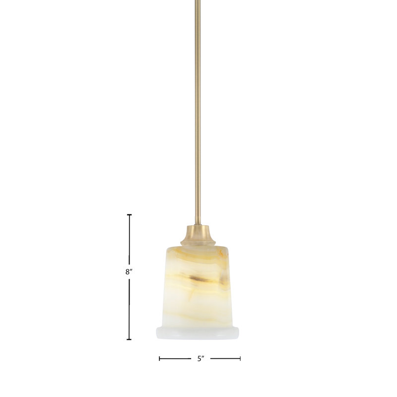 Luminaire suspendu Torince suspendu en laiton vieilli avec abat-jour en pierre naturelle de 5 po