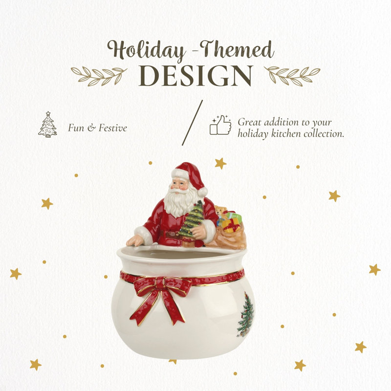 Spode Christmas Tree Santa Candy Bowl 7.75"