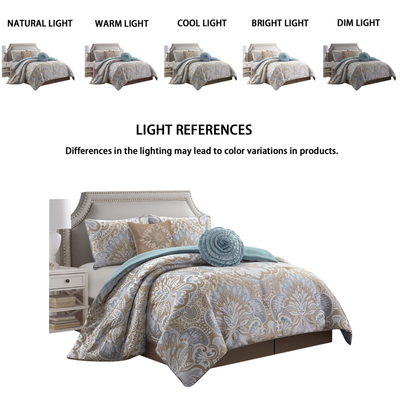California King Aqua and Brown Reversible Microfiber Comforter Set