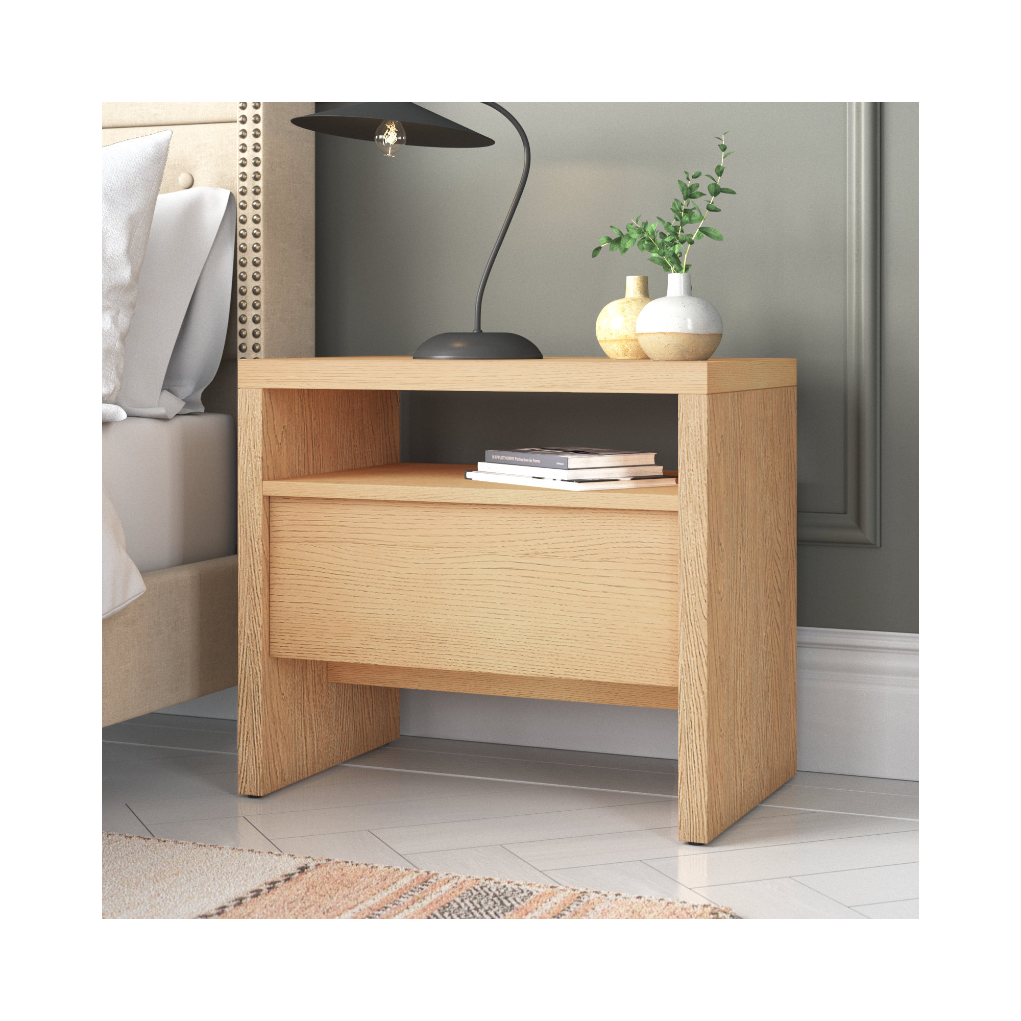 Sedona Solid + Manufactured Wood Nightstand, Natural