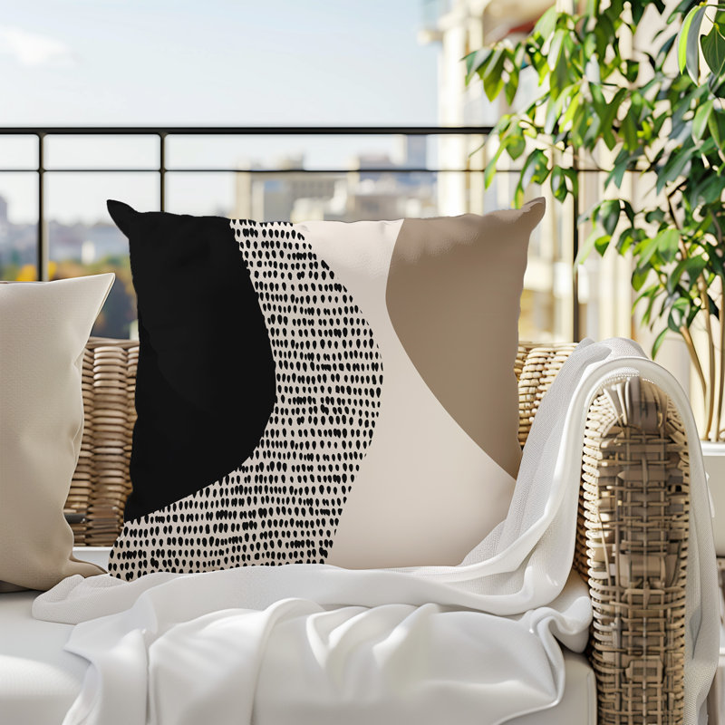 Coussin carré intérieur / extérieur pia, 19"H x 19"W, Beige / noir / blanc cassé